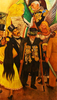 Mural by Diego Rivera with Miranda of Unbalanced Political Leaders