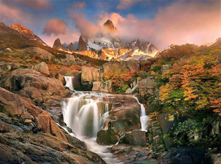 Mountain Waterfall in South America